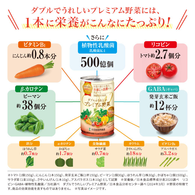 世田谷自然食品 ダブルでうれしいプレミアム野菜 1本に栄養がこんなにたっぷり! 