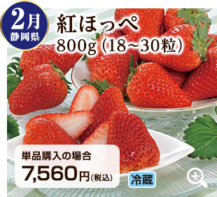 旬のフルーツ定期便 2月 静岡県の紅ほっぺ800g(18~30粒) 詳細はこちら