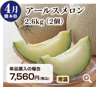 旬のフルーツ定期便 4月 熊本県のアールスメロン2.6kg(2個) 詳細はこちら