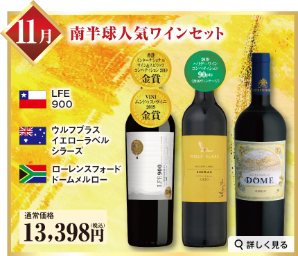 厳選！世界の赤ワインコース 11月お届け 南半球人気ワインセット